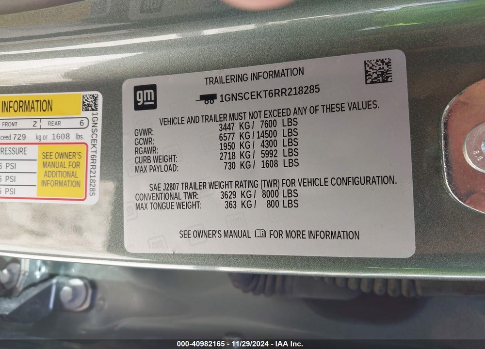 2024 CHEVROLET SUBURBAN 2WD RST VIN: 1GNSCEKT6RR218285