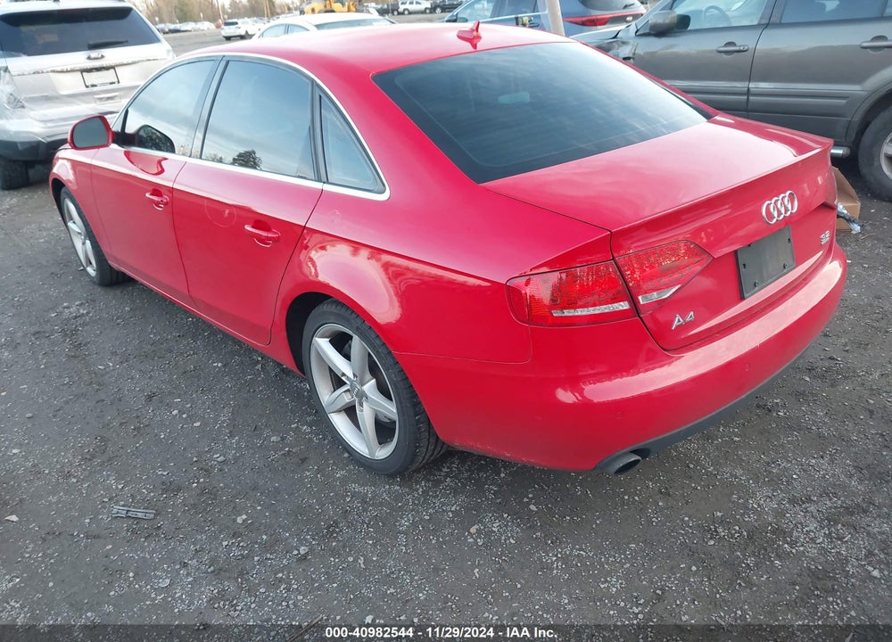 2009 AUDI A4 3.2 PREMIUM PLUS VIN: WAUMK78K49N035826