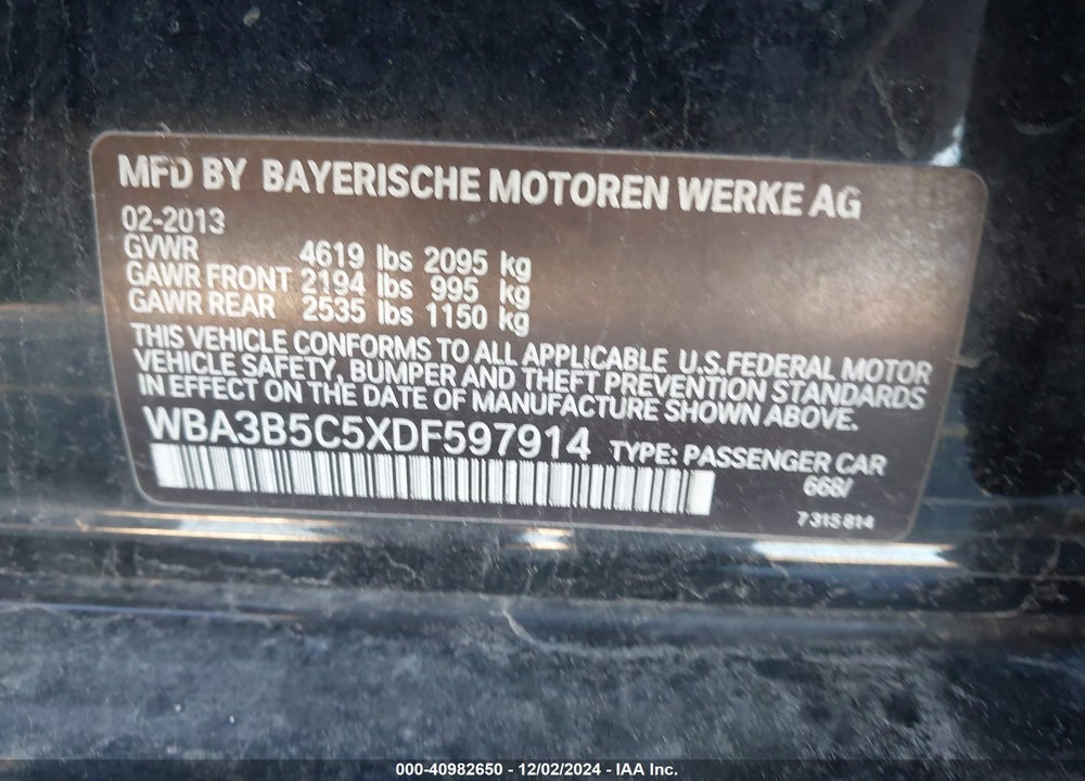 2013 BMW 328I XDRIVE VIN: WBA3B5C5XDF597914