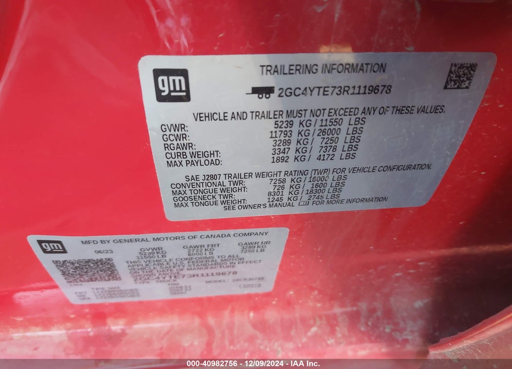 2024 CHEVROLET SILVERADO 3500HD 4WD  STANDARD BED LT VIN: 2GC4YTE73R1119678