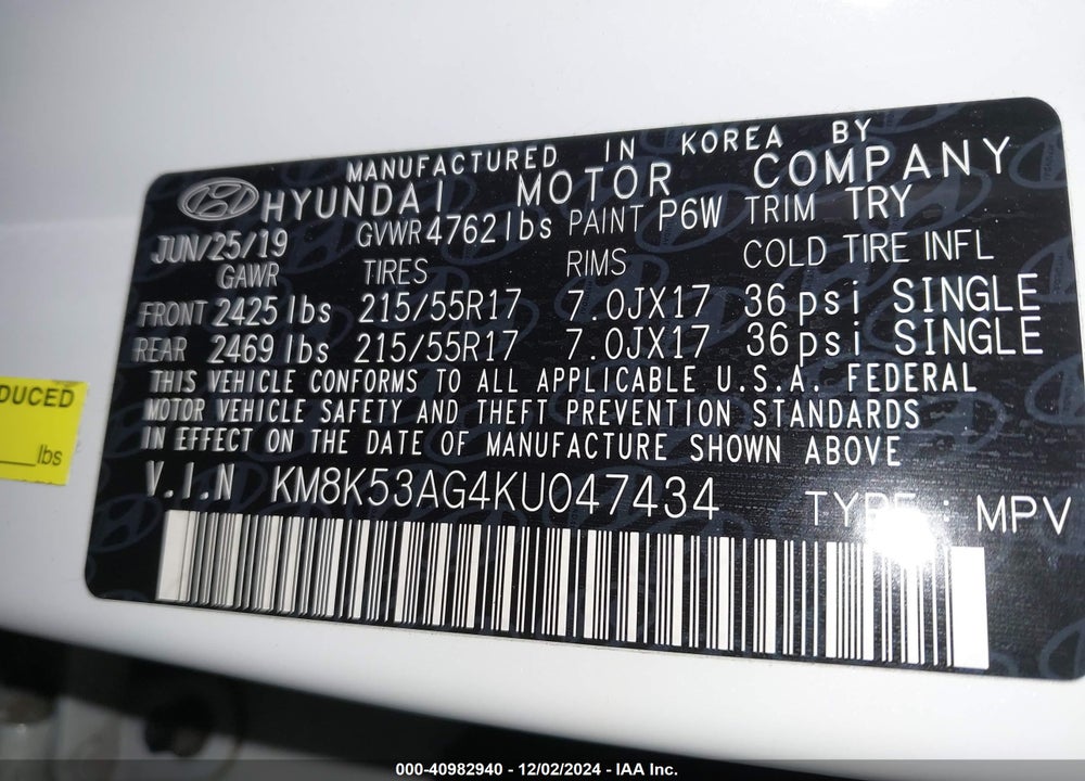 2019 HYUNDAI KONA EV ULTIMATE VIN: KM8K53AG4KU047434