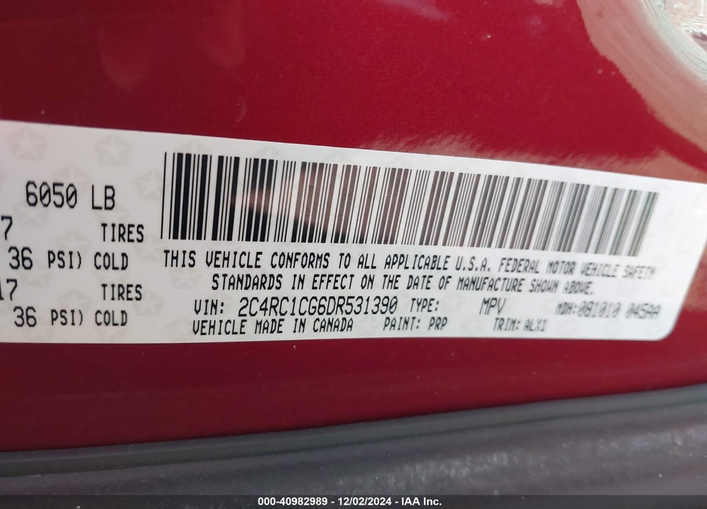 2013 CHRYSLER TOWN & COUNTRY TOURING-L VIN: 2C4RC1CG6DR531390