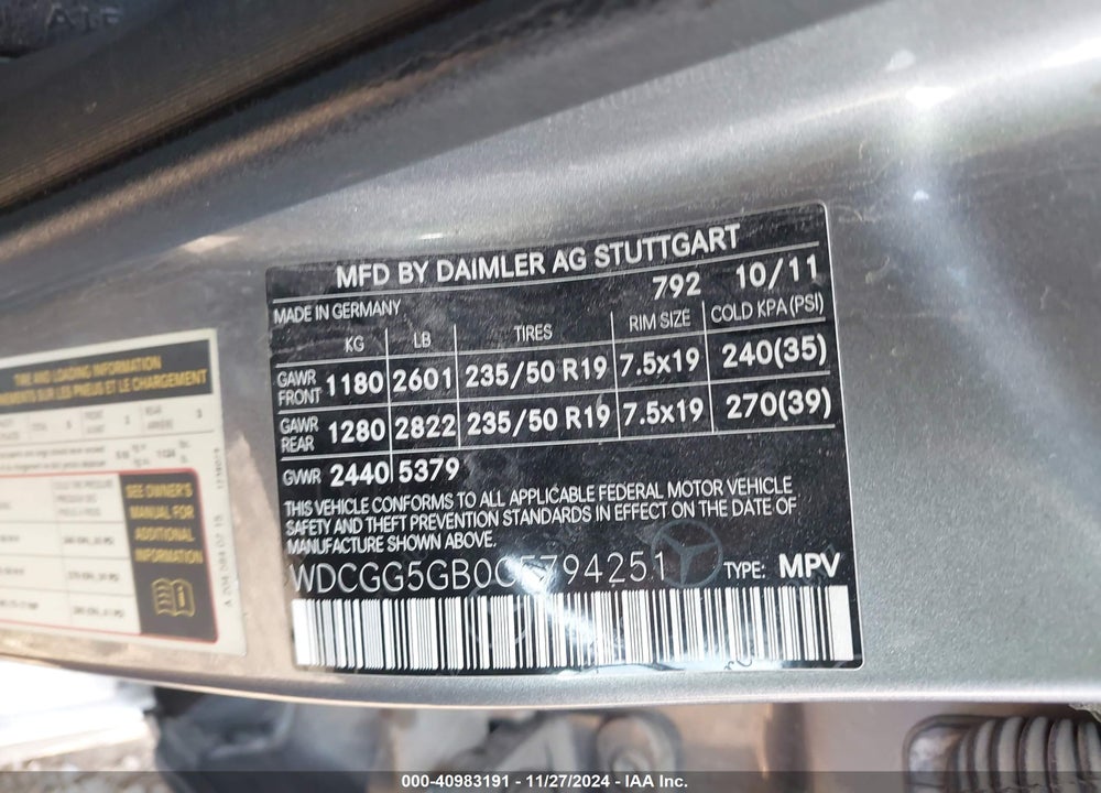 2012 MERCEDES-BENZ GLK 350 VIN: WDCGG5GB0CF794251