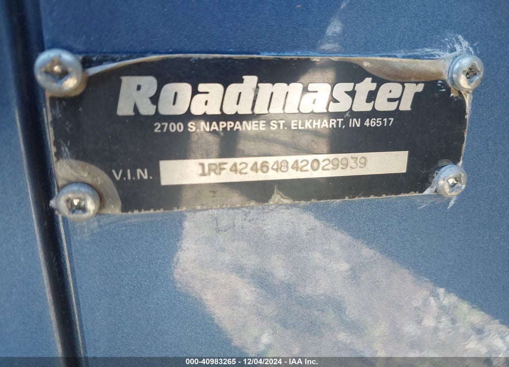 2004 ROADMASTER RAIL MONOCOQUE VIN: 1RF42464842029939