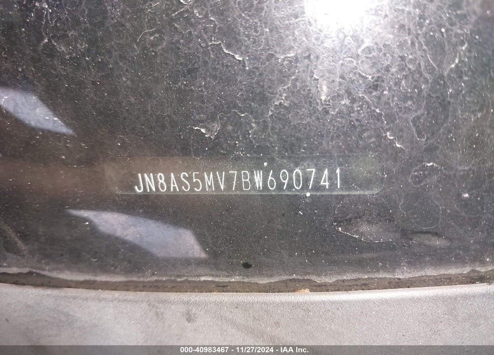 2011 NISSAN ROGUE SV VIN: JN8AS5MV7BW690741