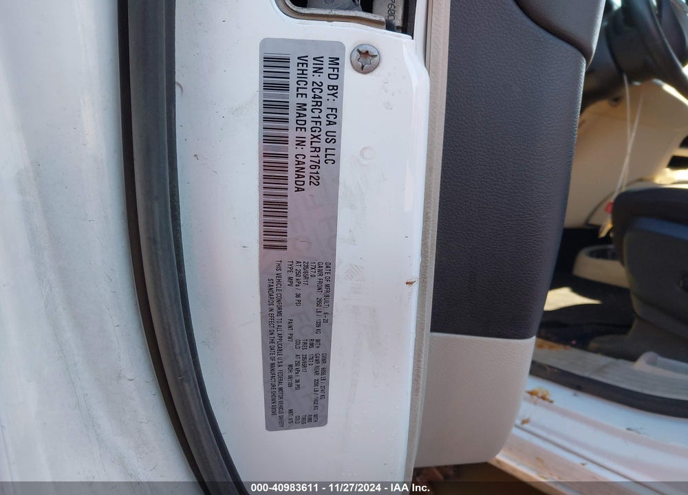 2020 CHRYSLER PACIFICA TOURING VIN: 2C4RC1FGXLR176122