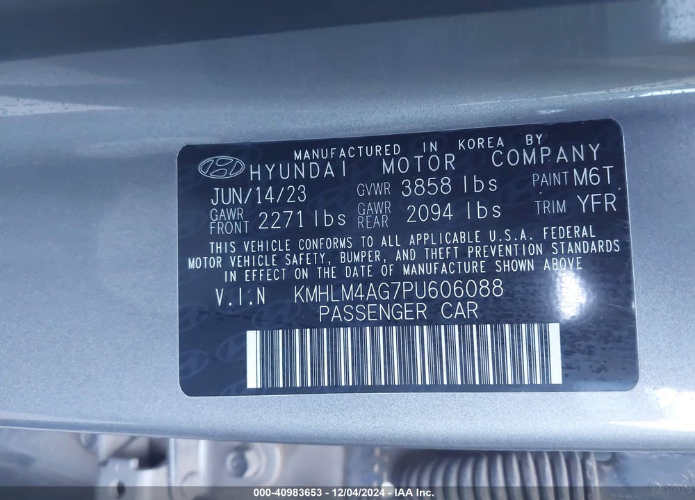 2023 HYUNDAI ELANTRA SEL VIN: KMHLM4AG7PU606088