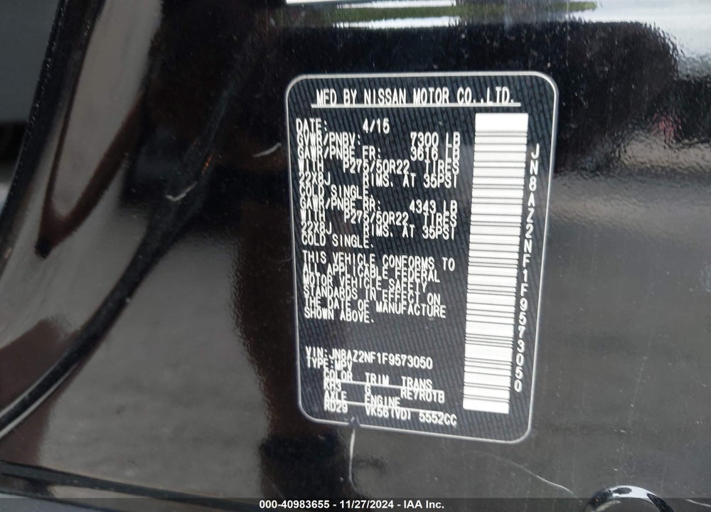 2015 INFINITI QX80 VIN: JN8AZ2NF1F9573050