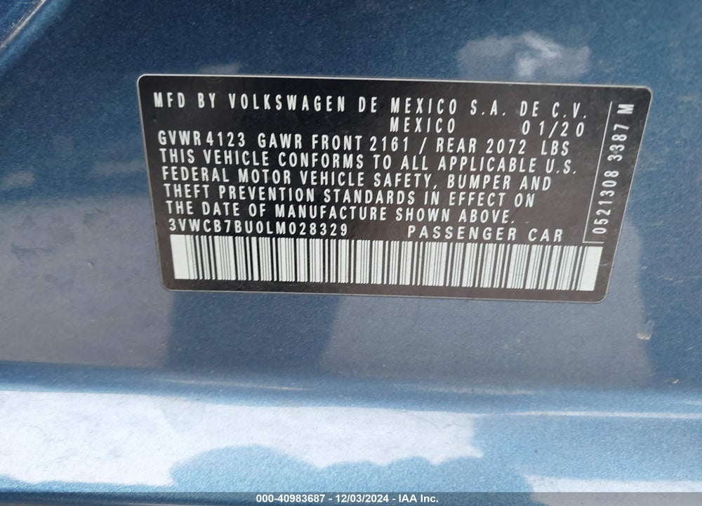 2020 VOLKSWAGEN JETTA 1.4T R-LINE/1.4T S/1.4T SE VIN: 3VWCB7BU0LM028329