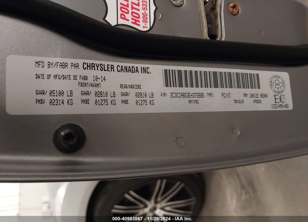 2014 CHRYSLER 300 S VIN: 2C3CCABG3EH372685