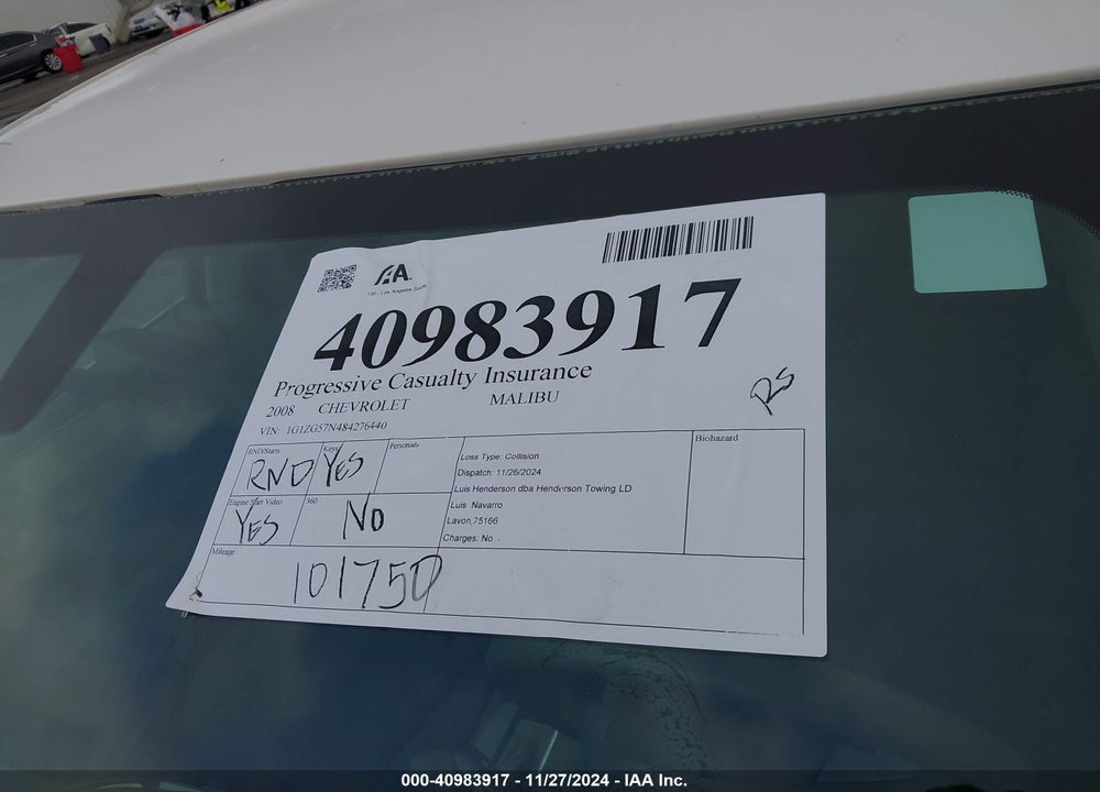 2008 CHEVROLET MALIBU LS VIN: 1G1ZG57N484276440