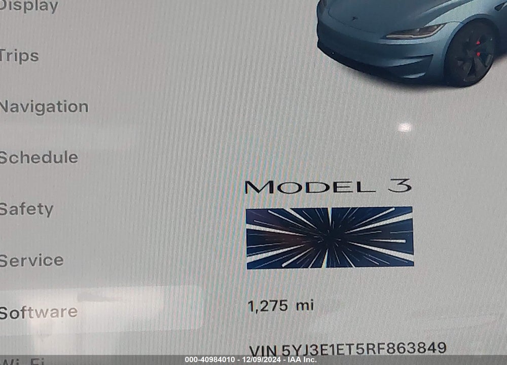 2024 TESLA MODEL 3 PERFORMANCE ALL-WHEEL DRIVE VIN: 5YJ3E1ET5RF863849