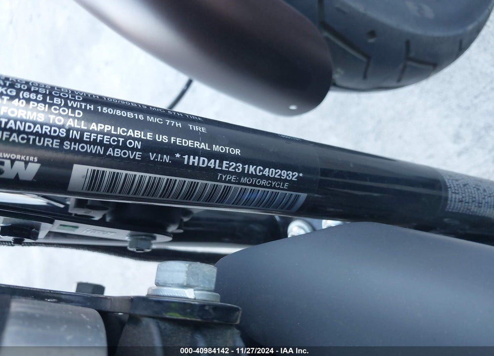 2019 HARLEY-DAVIDSON XL883 N VIN: 1HD4LE231KC402932