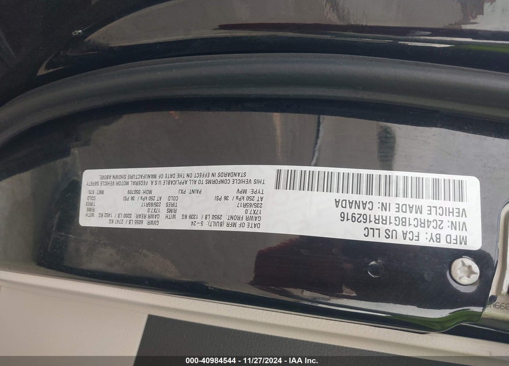 2024 CHRYSLER PACIFICA TOURING L VIN: 2C4RC1BG1RR162916