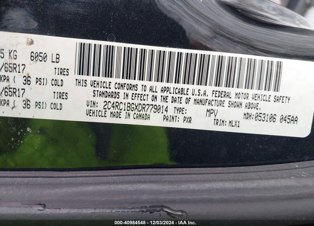 2013 CHRYSLER TOWN & COUNTRY TOURING VIN: 2C4RC1BGXDR779014