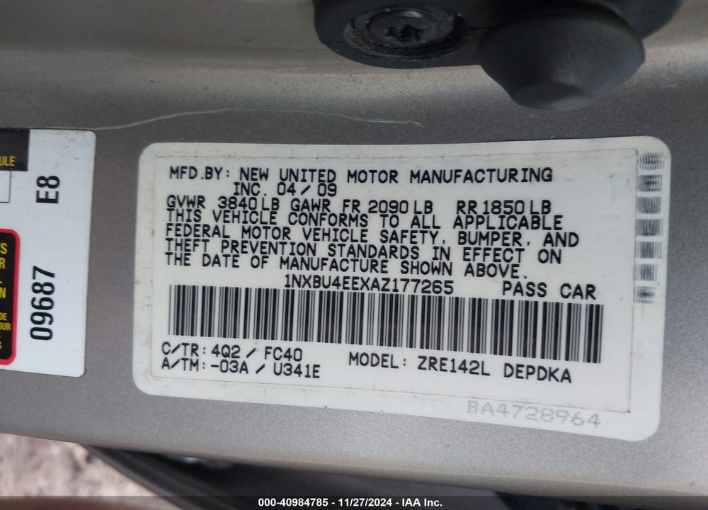 2010 TOYOTA COROLLA LE VIN: 1NXBU4EEXAZ177265