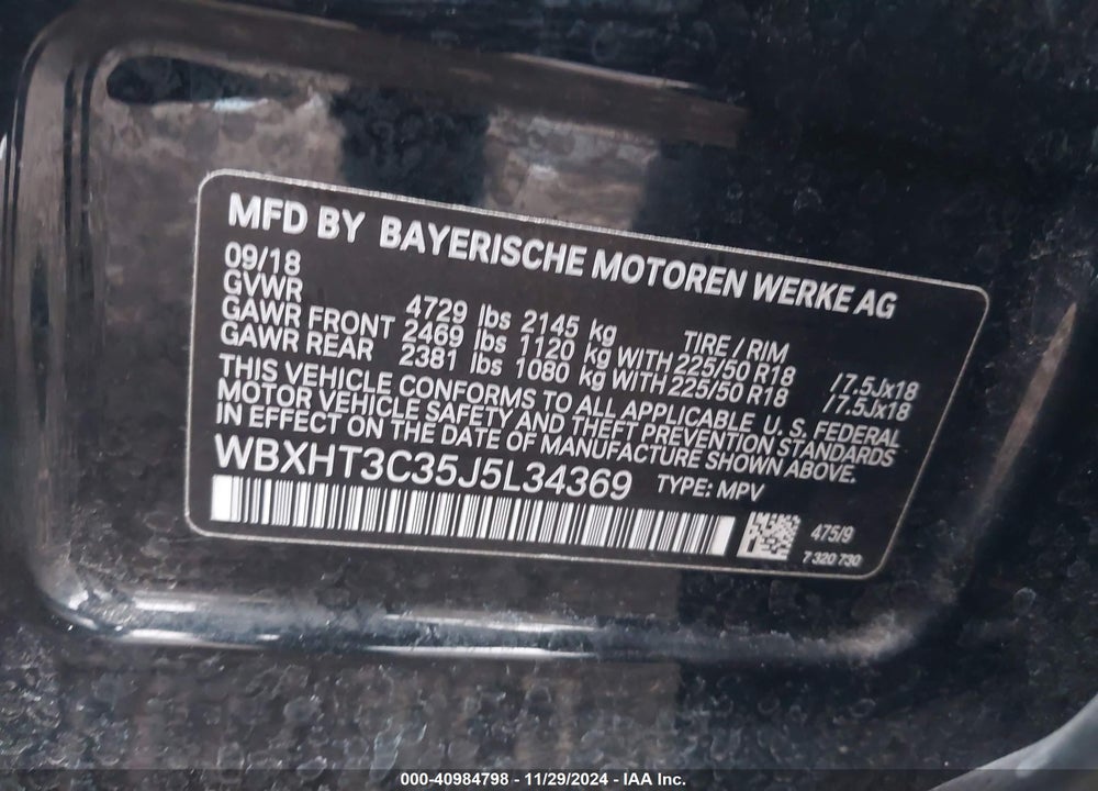 2018 BMW X1 XDRIVE28I VIN: WBXHT3C35J5L34369