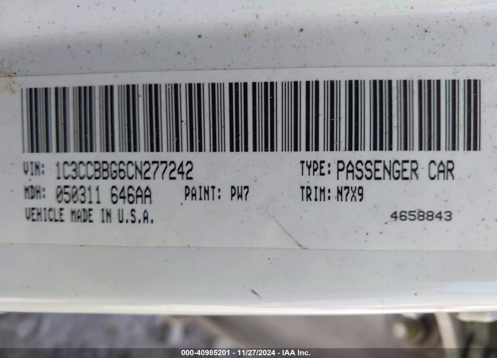 2012 CHRYSLER 200 TOURING VIN: 1C3CCBBG6CN277242