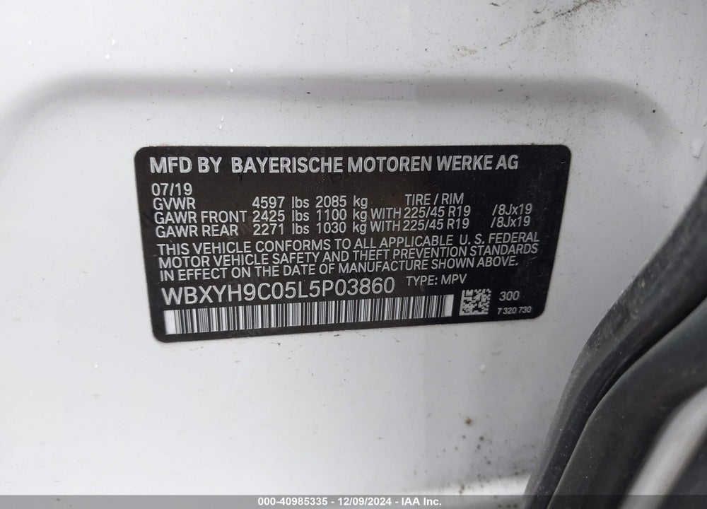2020 BMW X2 SDRIVE28I VIN: WBXYH9C05L5P03860