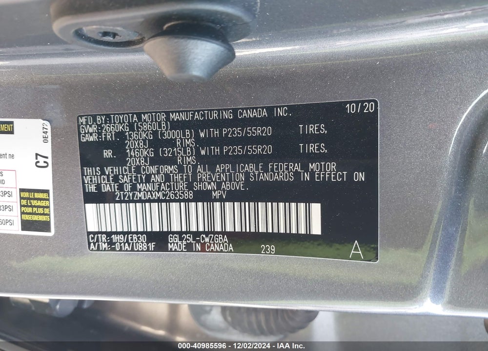 2021 LEXUS RX 350 F SPORT HANDLING VIN: 2T2YZMDAXMC263588
