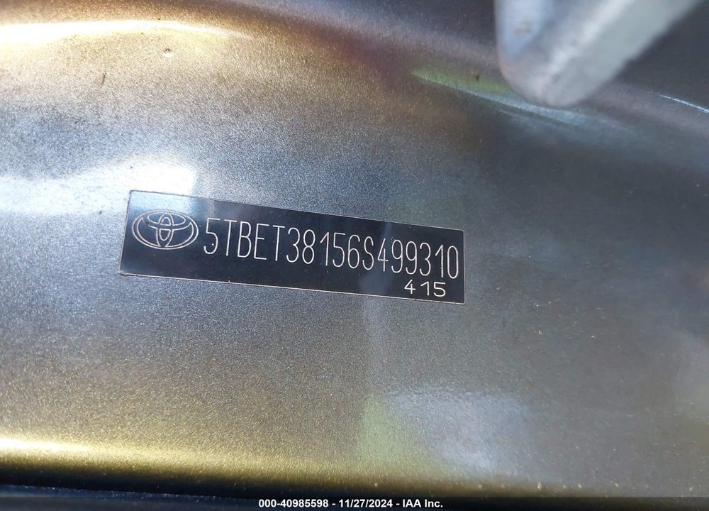 2006 TOYOTA TUNDRA LIMITED V8 VIN: 5TBET38156S499310