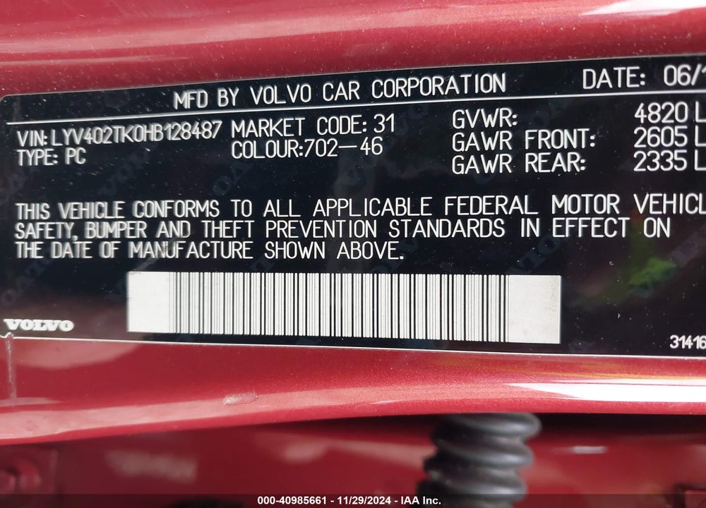 2017 VOLVO S60 INSCRIPTION T5 VIN: LYV402TK0HB128487