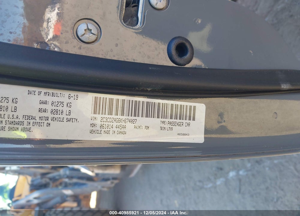 2019 DODGE CHALLENGER SXT VIN: 2C3CDZAG6KH674027