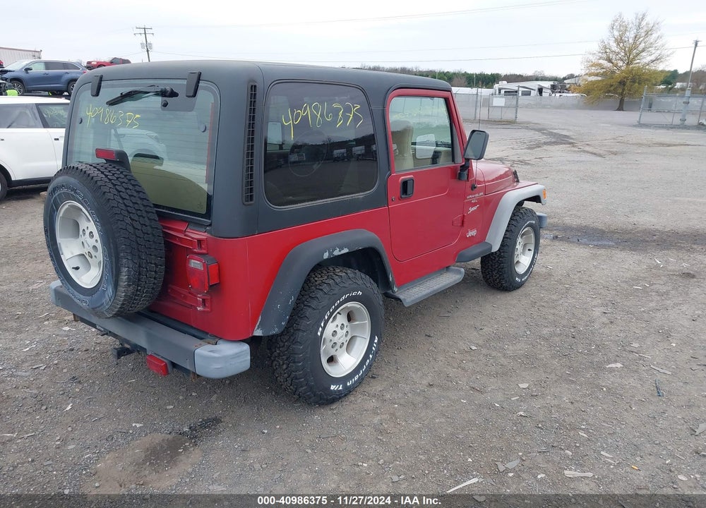 1999 JEEP WRANGLER SPORT VIN: 1J4FY19S3XP496260