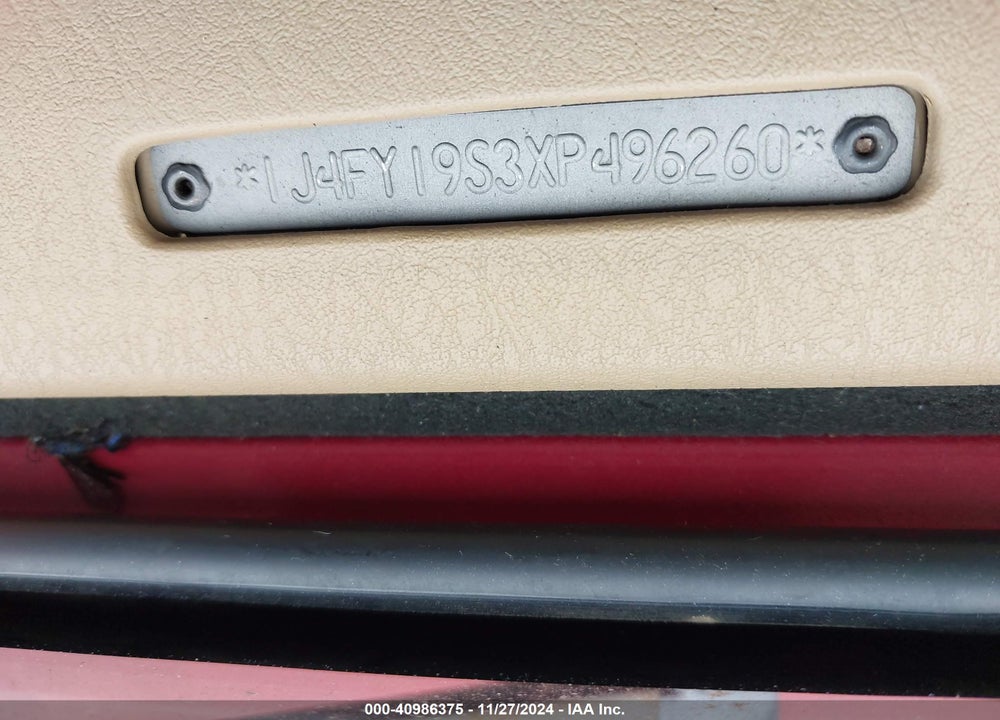 1999 JEEP WRANGLER SPORT VIN: 1J4FY19S3XP496260