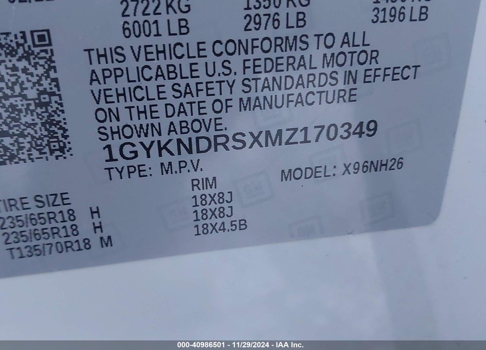 2021 CADILLAC XT5 AWD PREMIUM LUXURY VIN: 1GYKNDRSXMZ170349