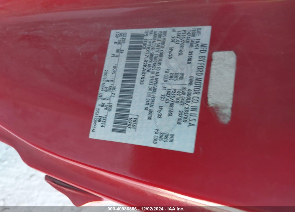 2002 FORD F-150 LARIAT/XL/XLT VIN: 1FTRX17L82KA87033