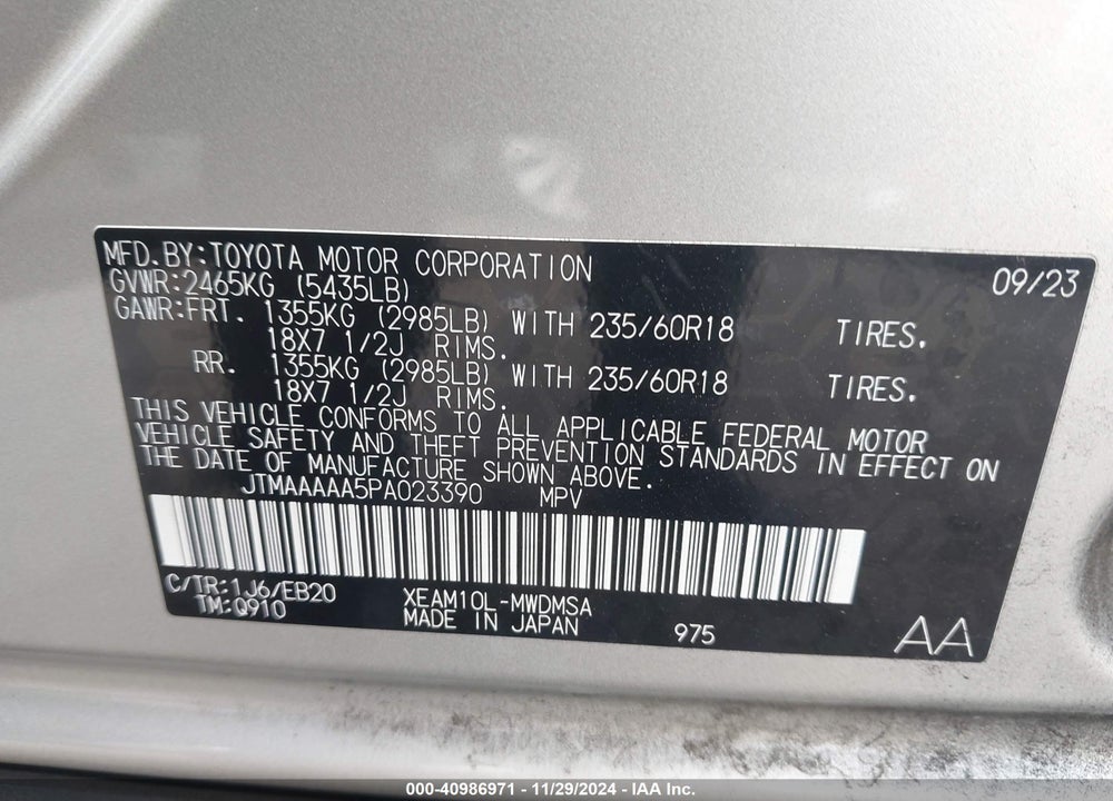 2023 TOYOTA BZ4X XLE VIN: JTMAAAAA5PA023390