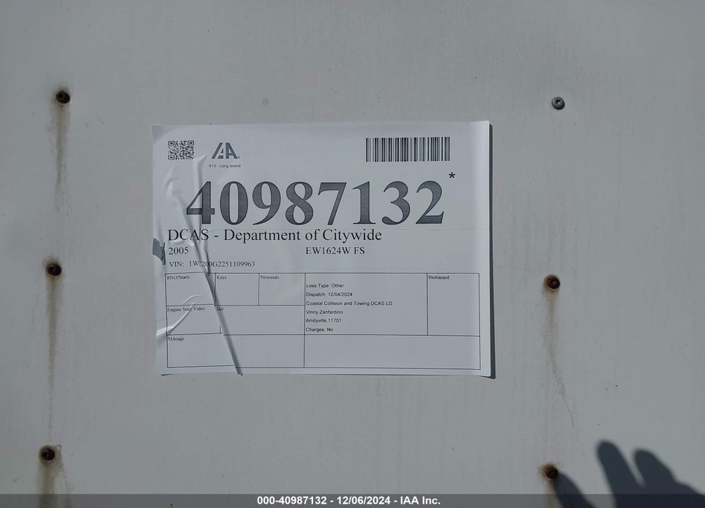 2005 WELLS CARGO UNKNOWN VIN: 1WC200G2251109963