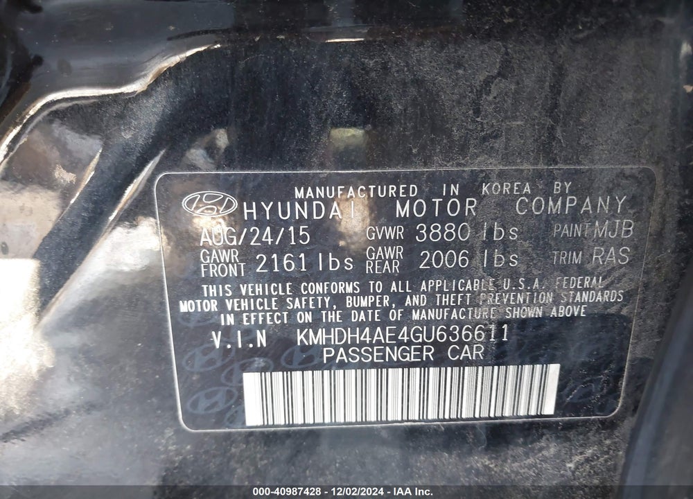 2016 HYUNDAI ELANTRA SE VIN: KMHDH4AE4GU636611