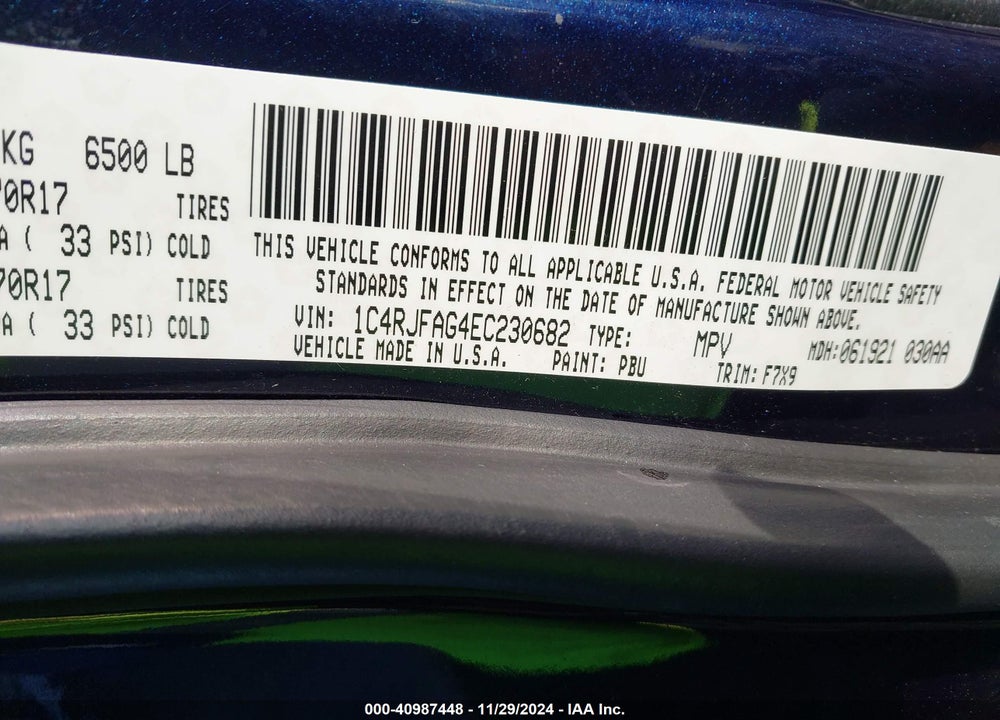 2014 JEEP GRAND CHEROKEE LAREDO VIN: 1C4RJFAG4EC230682
