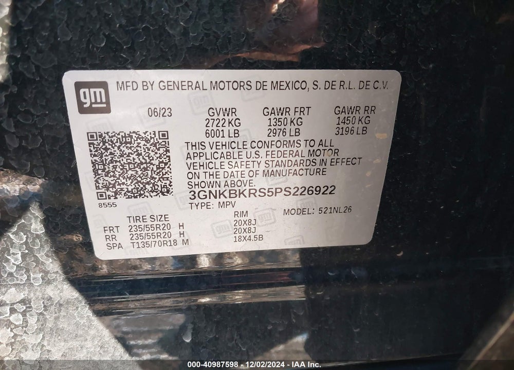 2023 CHEVROLET BLAZER AWD RS VIN: 3GNKBKRS5PS226922