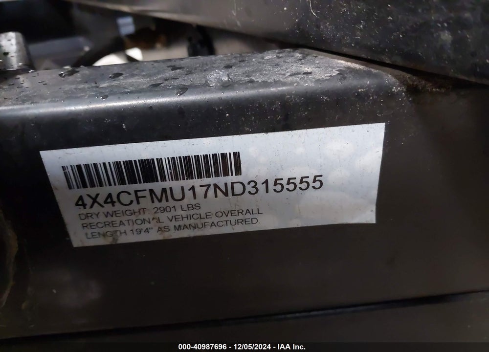 2022 FOREST RIVER OTHER VIN: 4X4CFMU17ND315555