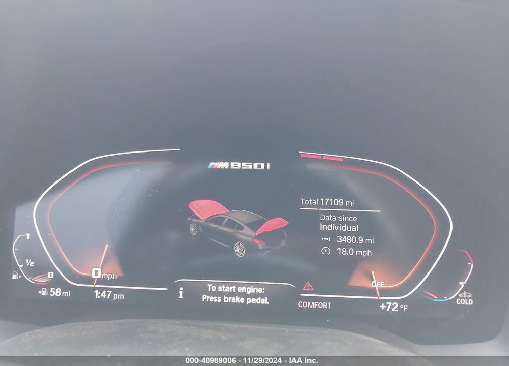 2022 BMW M850I GTAN COUPE XDRIVE VIN: WBAGV8C03NCG96210