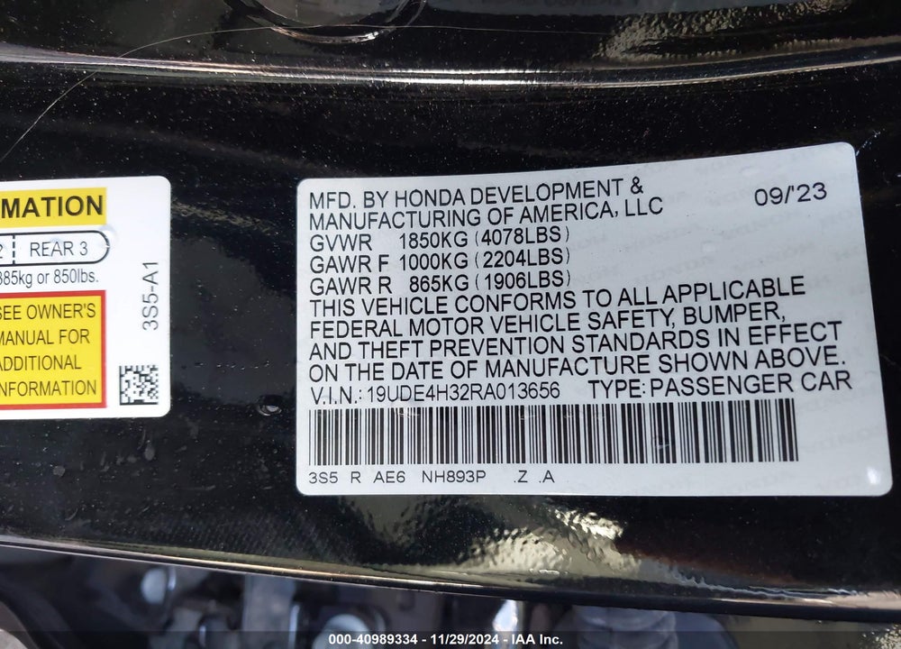 2024 ACURA INTEGRA VIN: 19UDE4H32RA013656