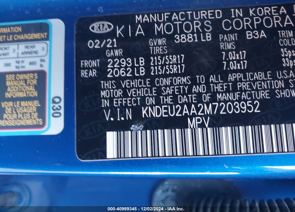 2021 KIA SELTOS S VIN: KNDEU2AA2M7203952
