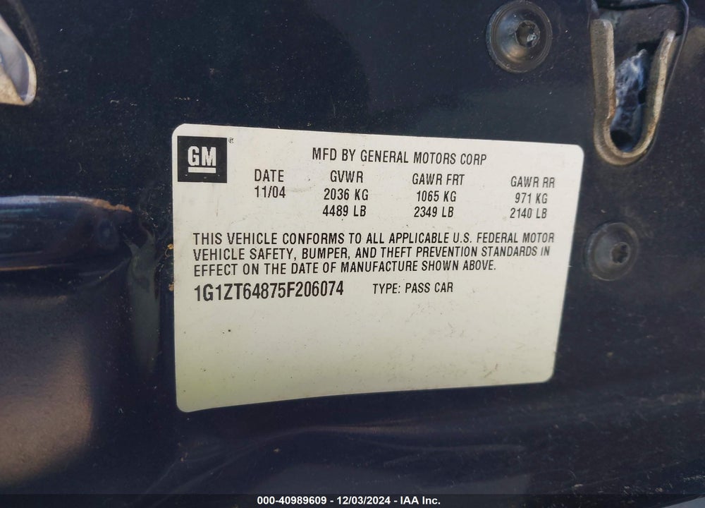 2005 CHEVROLET MALIBU MAXX LS VIN: 1G1ZT64875F206074