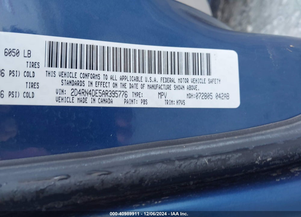 2010 DODGE GRAND CARAVAN SE VIN: 2D4RN4DE5AR395776