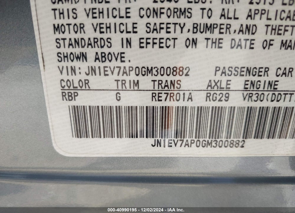 2016 INFINITI Q50 3.0T PREMIUM VIN: JN1EV7AP0GM300882