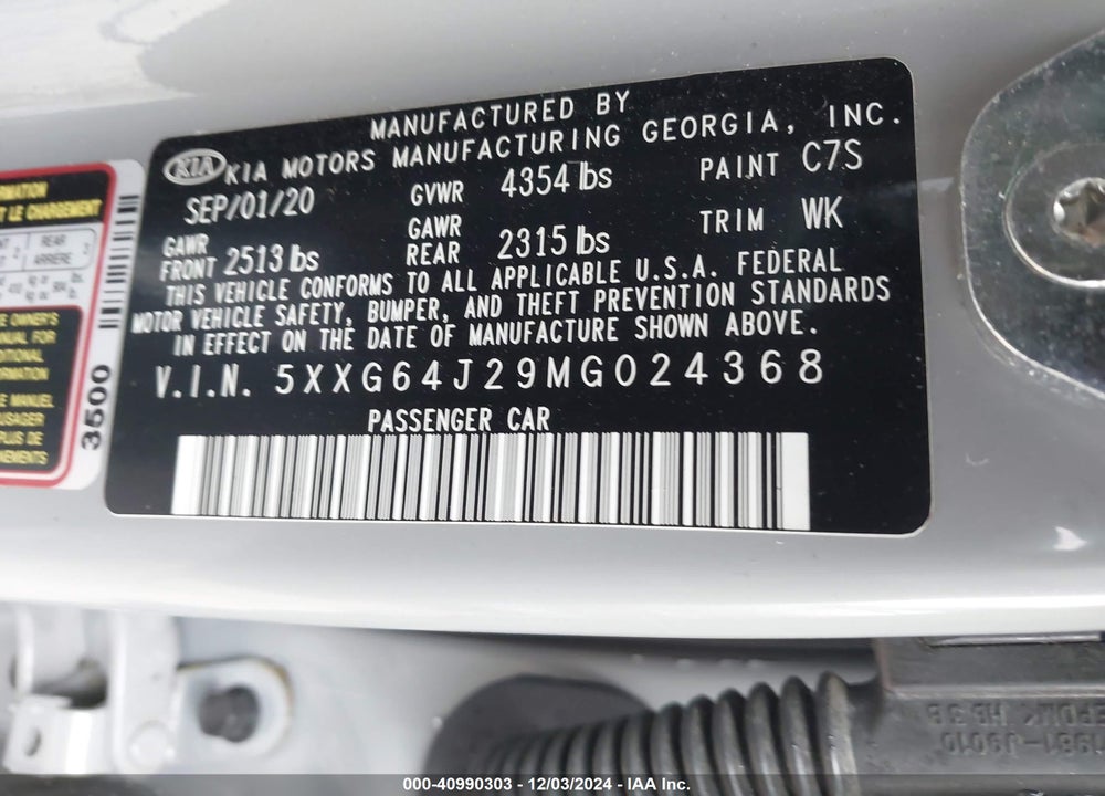 2021 KIA K5 GT LINE VIN: 5XXG64J29MG024368