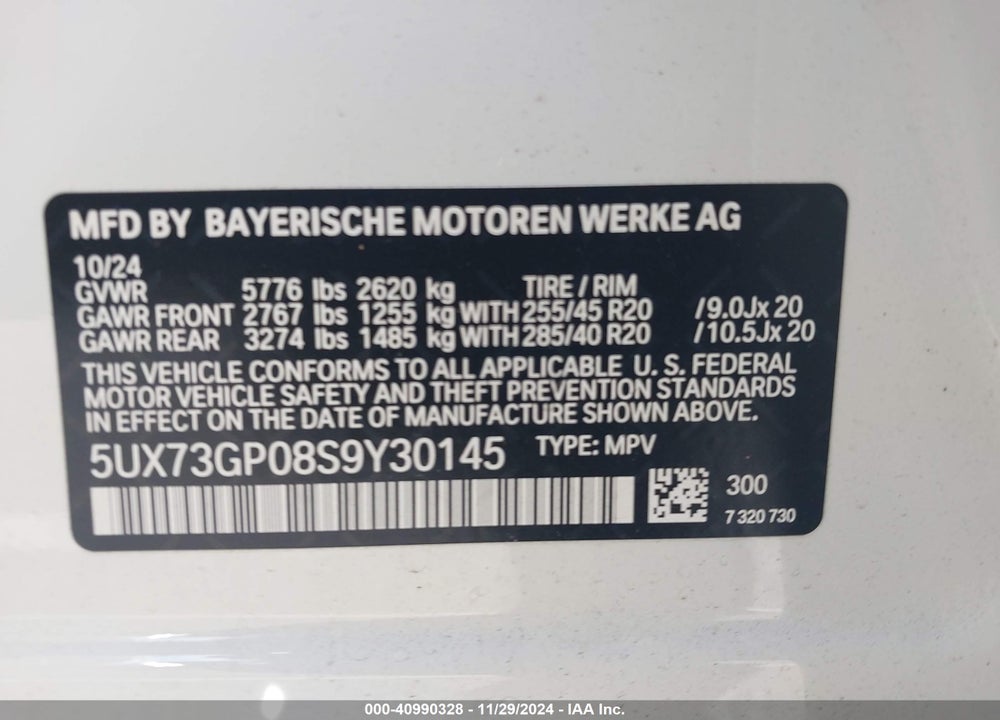 2025 BMW X3 M50 XDRIVE VIN: 5UX73GP08S9Y30145