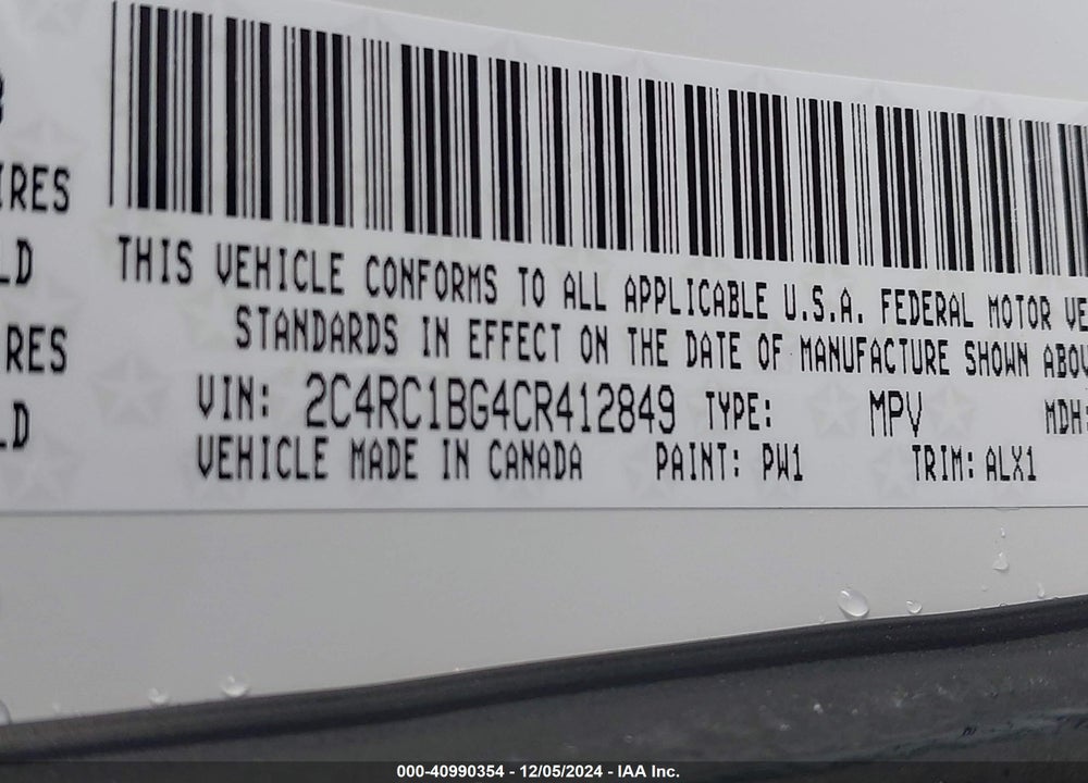 2012 CHRYSLER TOWN & COUNTRY TOURING VIN: 2C4RC1BG4CR412849