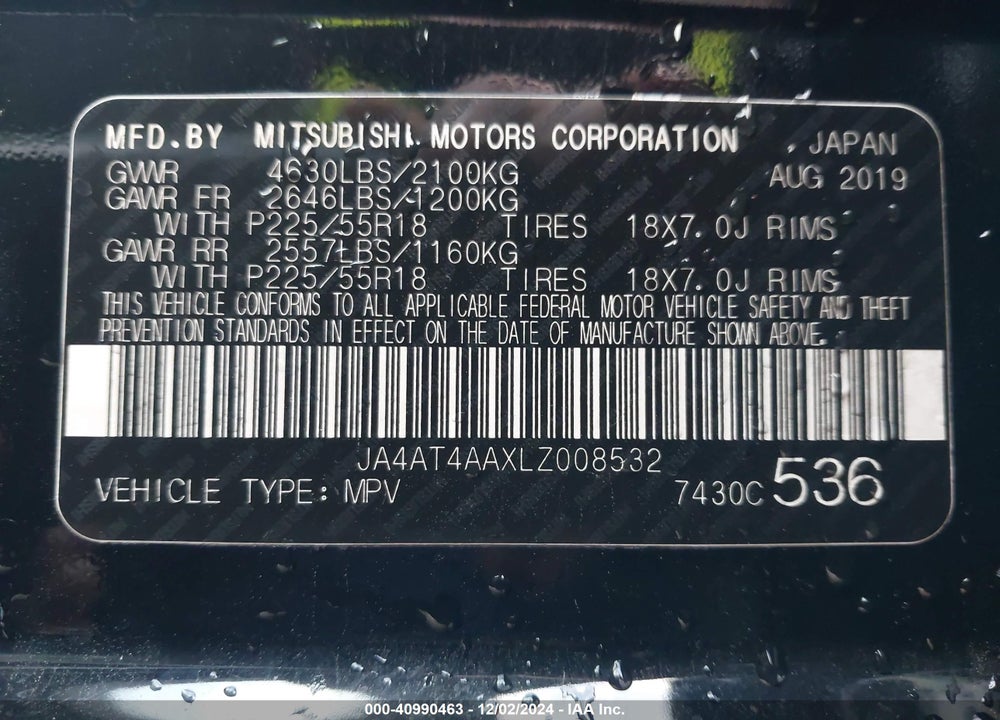 2020 MITSUBISHI ECLIPSE CROSS SP 1.5T AWC VIN: JA4AT4AAXLZ008532