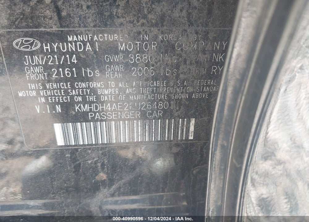 2015 HYUNDAI ELANTRA LIMITED VIN: KMHDH4AE2FU264801