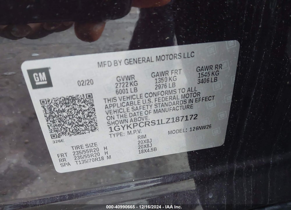 2020 CADILLAC XT6 FWD PREMIUM LUXURY VIN: 1GYKPCRS1LZ187172