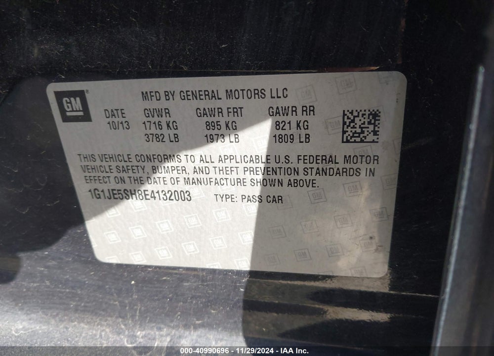 2014 CHEVROLET SONIC LTZ AUTO VIN: 1G1JE5SH8E4132003